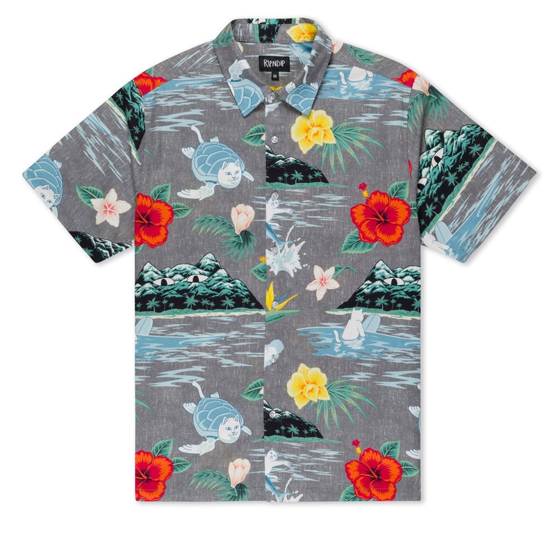 RIPNDIP Islanders Button Up Shirt – Charcoal