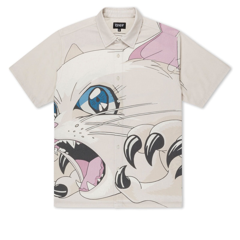RIPNDIP Metal Claw Button Up Shirt – Bone