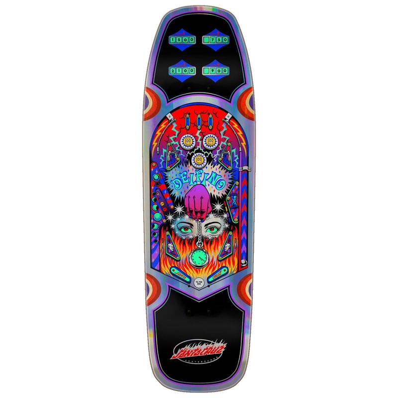 Santa Cruz Delfino Pinball Shaped Skateboard Deck – 9.14