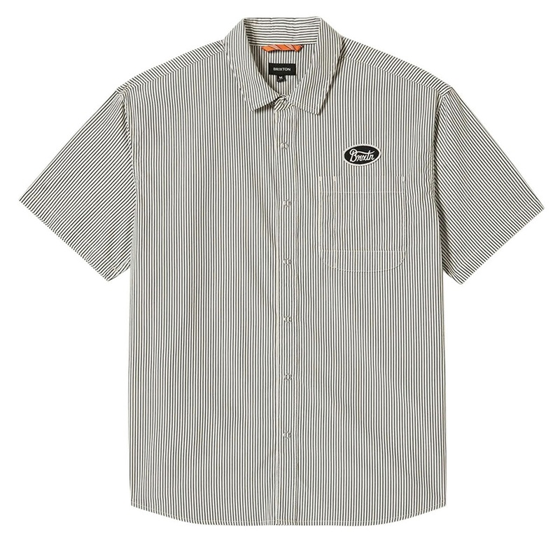 Brixton Builders Auto Shirt – Black/Off White Stripe
