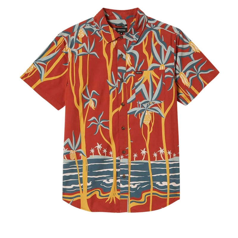 Brixton Charter Print Shirt – Dark Red Scenic Trip