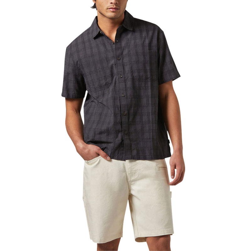 Brixton Cru Oxford Plaid Shirt – Charcoal/Black Plaid
