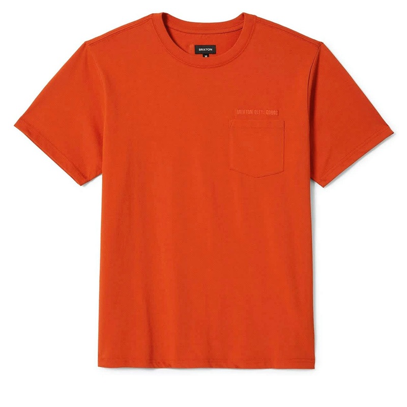 Brixton Emb Heavyweight Pocket T-Shirt – Trail Orange