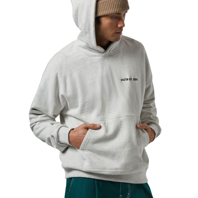Brixton Embroidered Heavyweight Hoodie – Heather Grey Ash