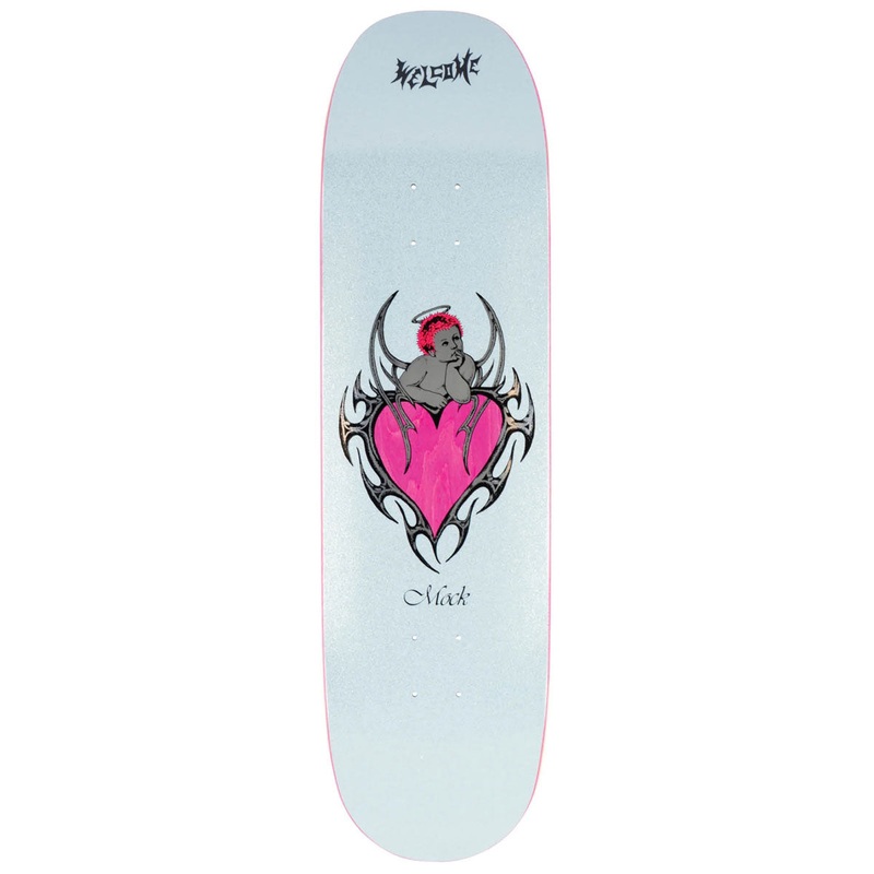 Welcome Cupid Evan Mock On A Moontrimmer 2.0 Skateboard Deck – Blue Glitter – 8.60