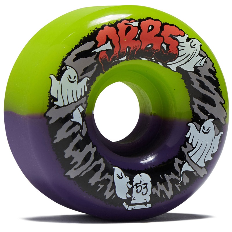 Welcome Orbs Apparitions Splits Round 99a Skateboard Wheels – Green/Purple Split – 53mm