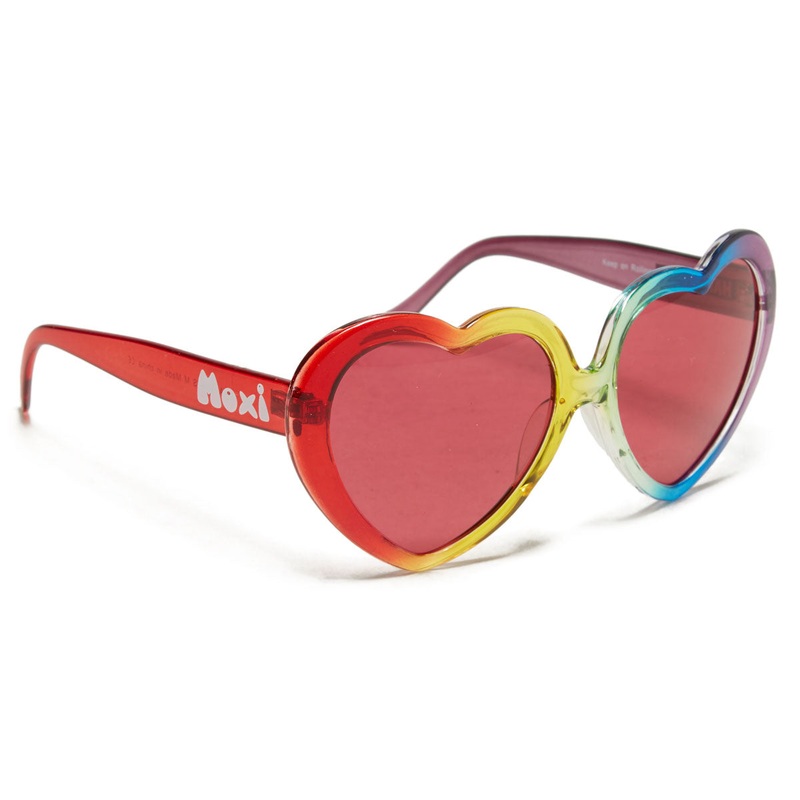 Happy Hour Heart On Sunglasses – Rainbow Fade/Red Moxi