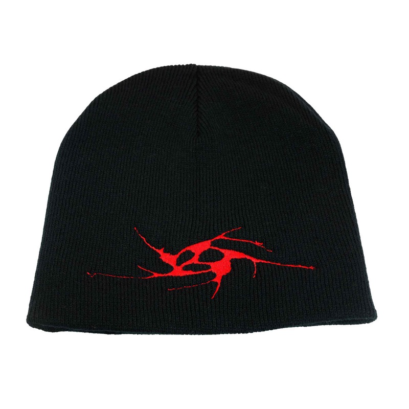 Limosine Spiral Skully Beanie – Black/Red Embroidery