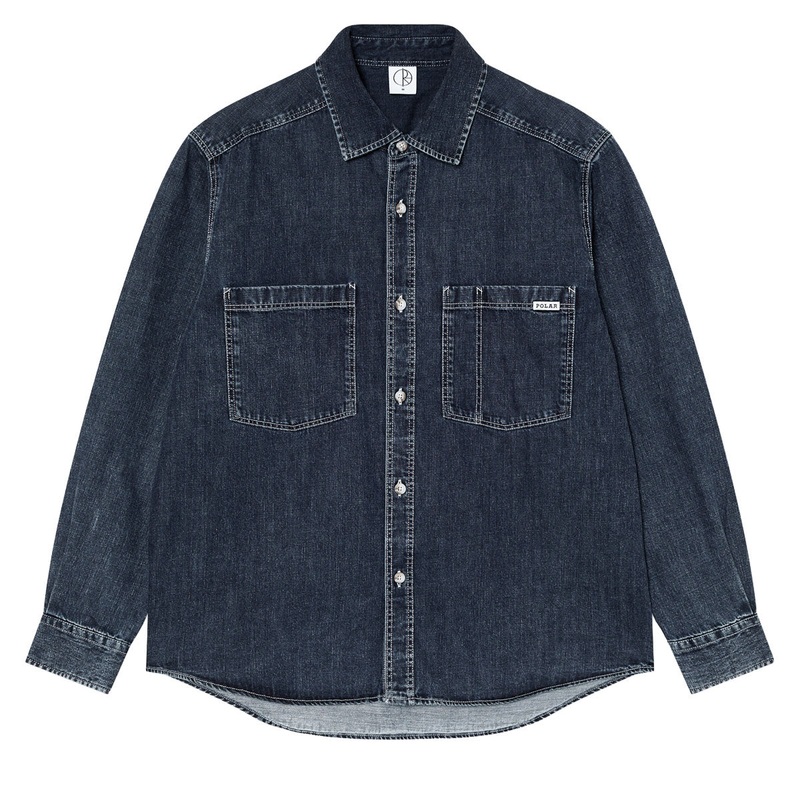 Polar Mike Long Sleeve Denim Shirt – Washed Blue