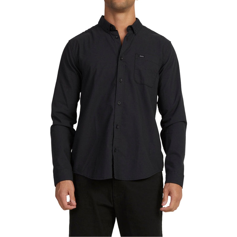 RVCA Thatll Do Stretch Long Sleeve Woven Shirt – Black