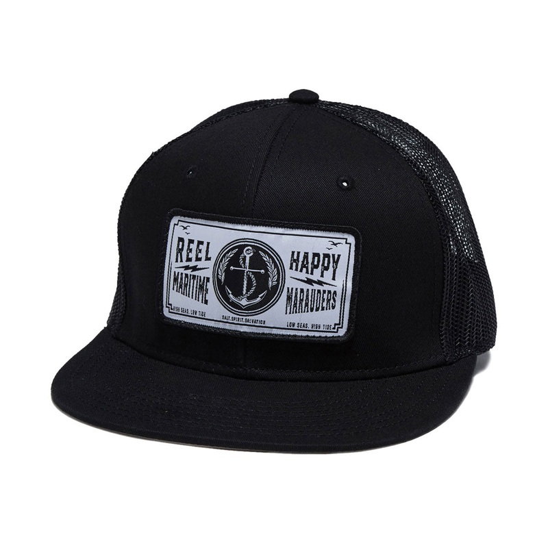Reel Happy Anchor Trucker Hat – Black