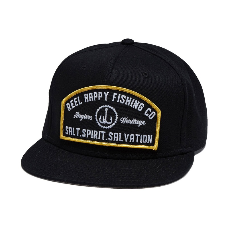 Reel Happy Heritage Snapback Hat – Black