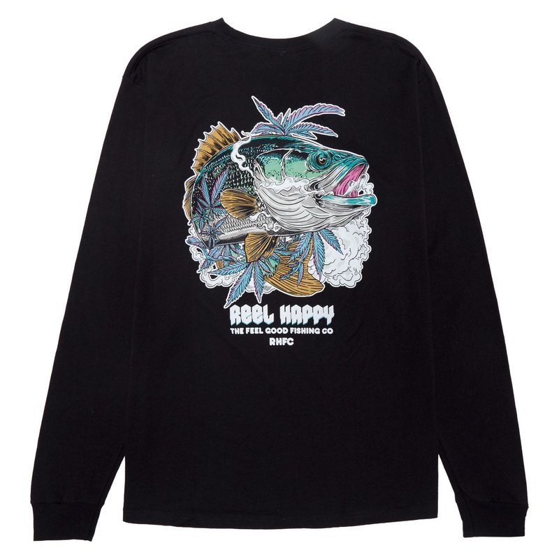 Reel Happy Smokey Vibes Long Sleeve T-Shirt – Black