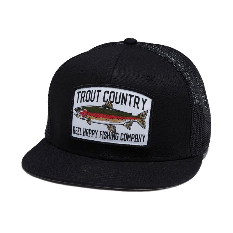 Reel Happy Trout Country Trucker Hat – Black