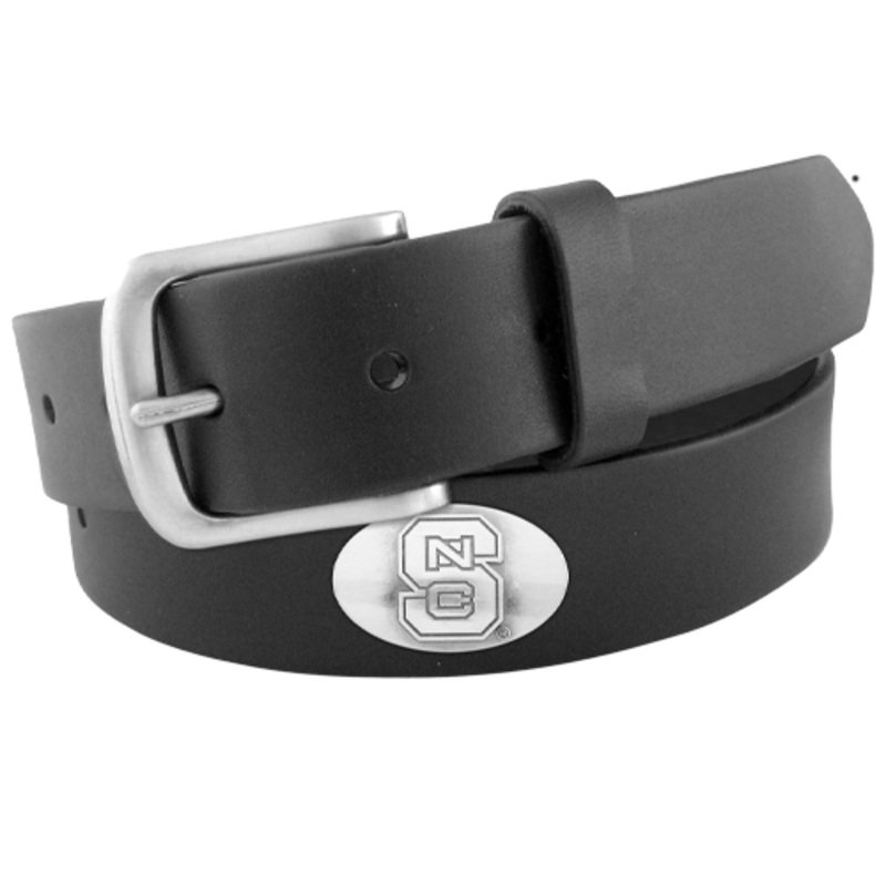 NC State Wolfpack Black Concho No Tip Leather Belt