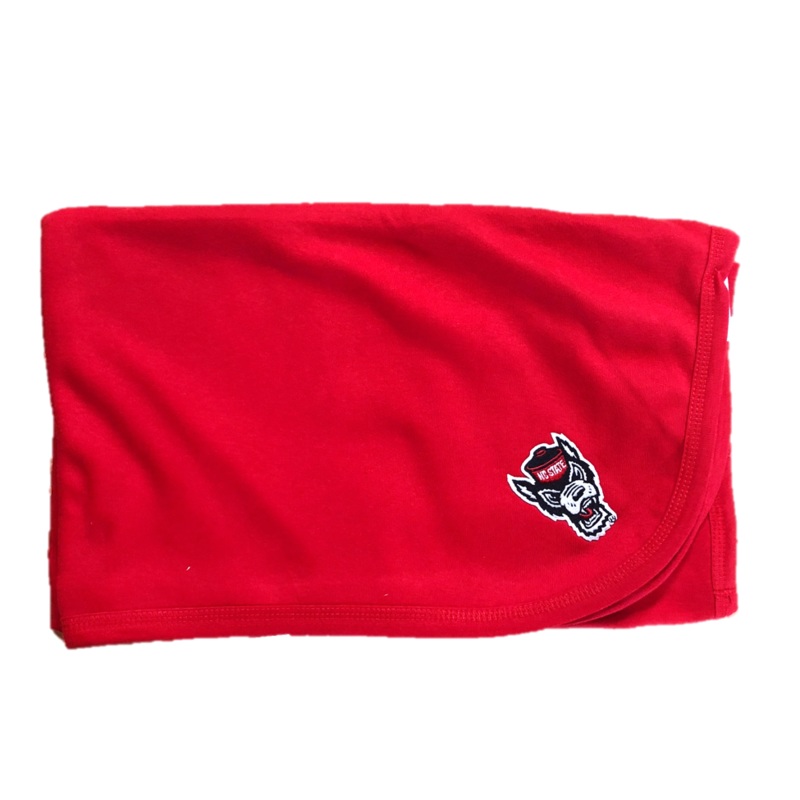 NC State Wolfpack Red Wolfhead Baby Blanket