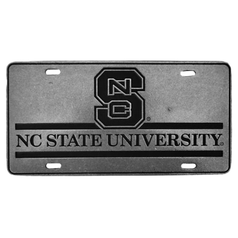 NC State Wolfpack University Block S Pewter License Plate