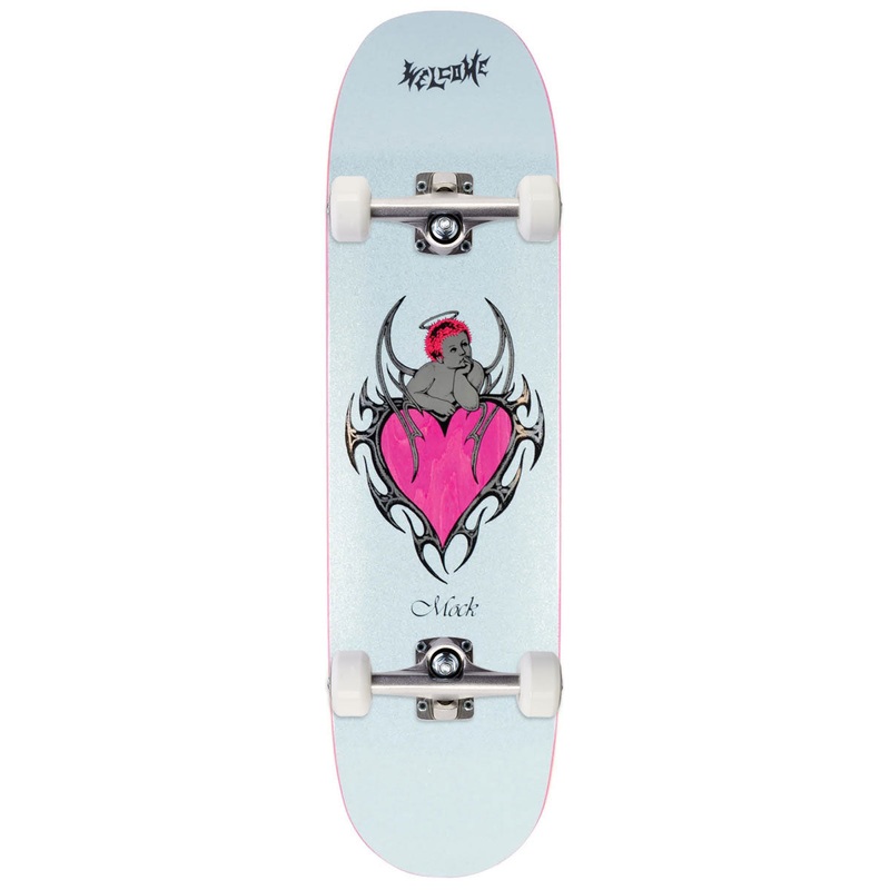 Welcome Cupid Evan Mock On A Moontrimmer 2.0 Skateboard Complete – Blue Glitter – 8.60