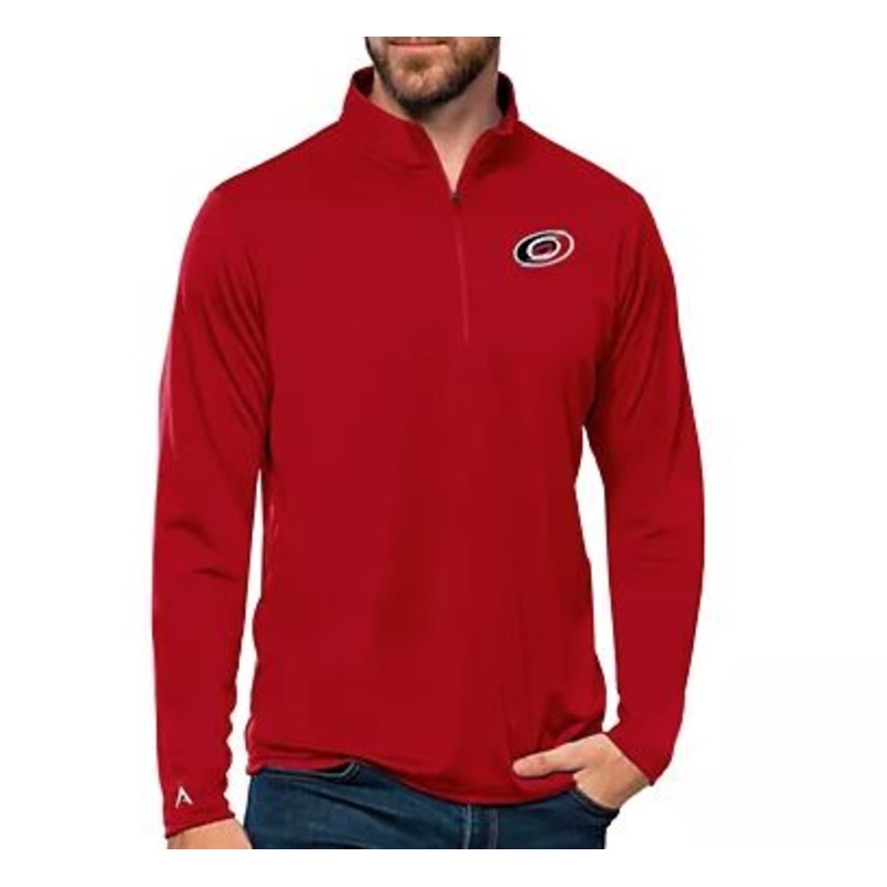 Carolina Hurricanes Red Antigua Tribute 1/4 Zip Pullover