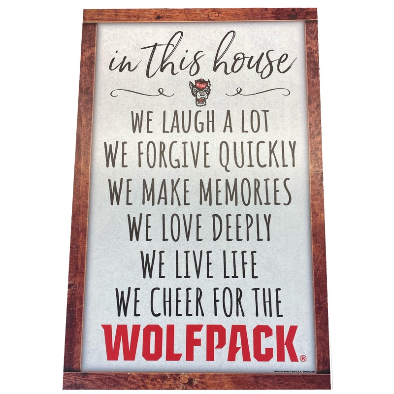 NC State Wolfpack 11×17 In This House Wood Sign