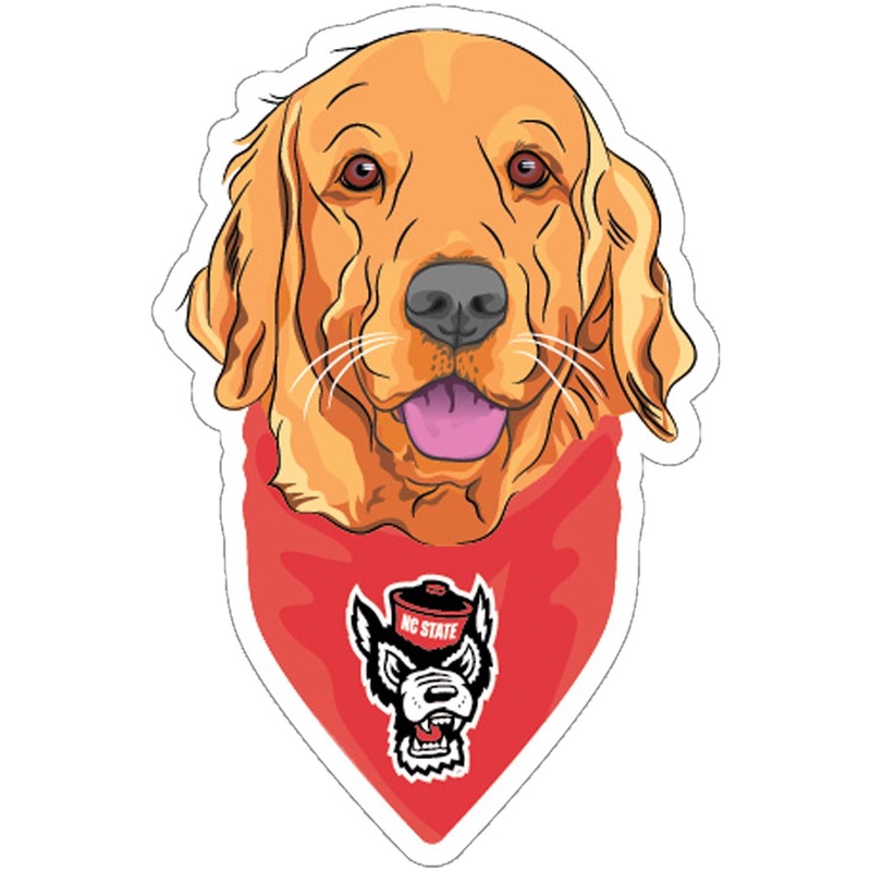NC State Wolfpack 3 Golden Retriever w/ Red Bandana Rugged Sticker