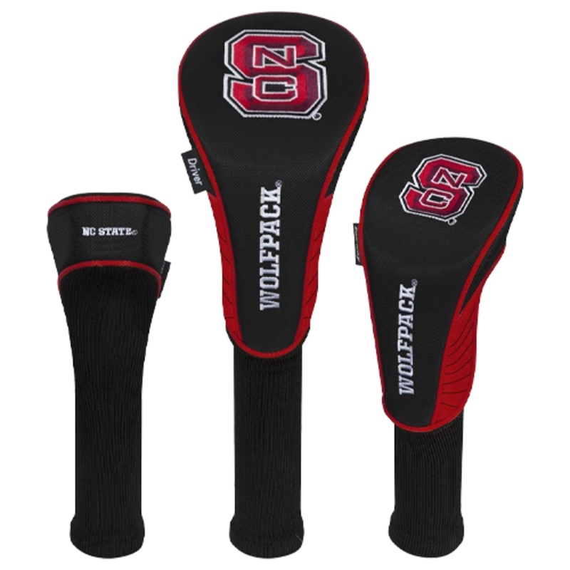 NC State Wolfpack Black Set of 3 Golf Headcovers