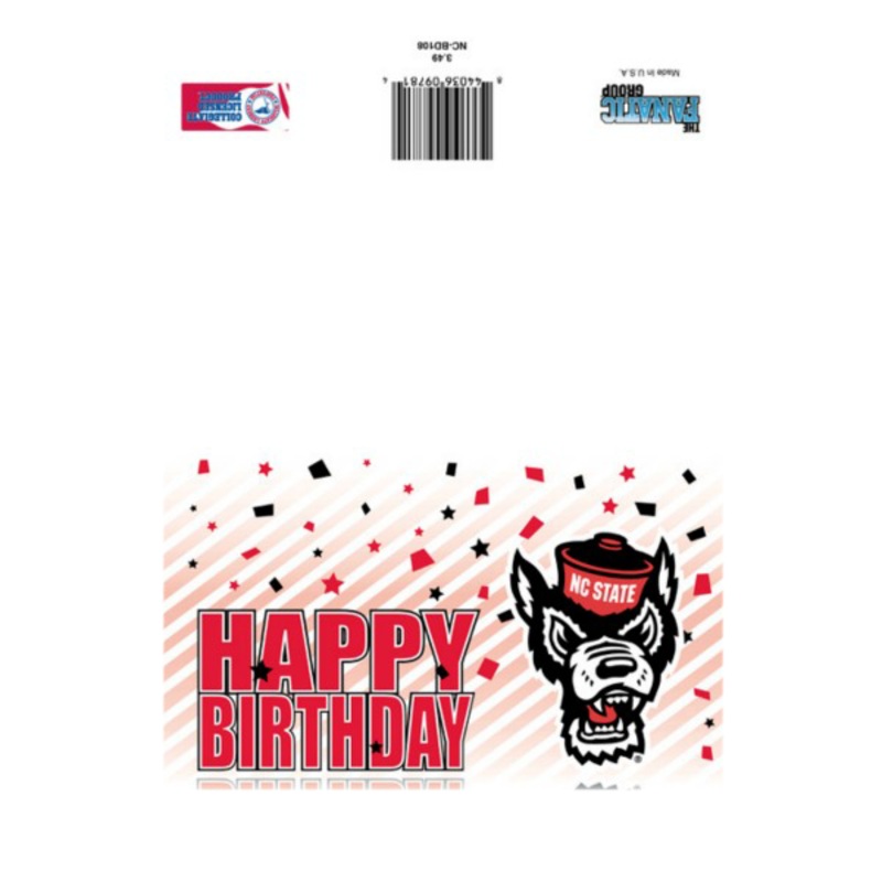 NC State Wolfpack Happy Birthday Confetti Wolfhead Card