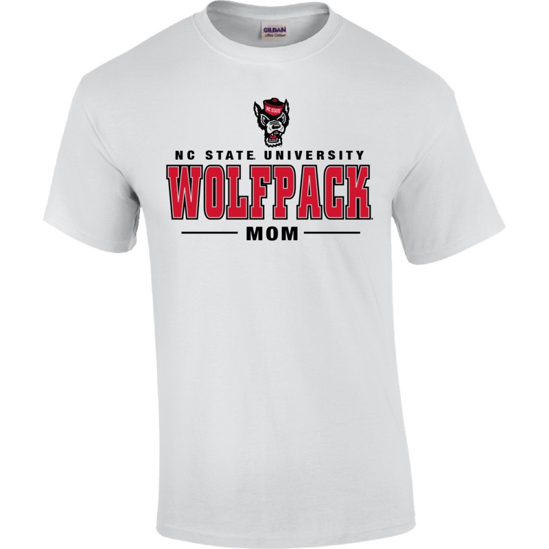 NC State Wolfpack Mom White Wolfhead T-Shirt