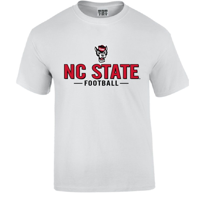 NC State Wolfpack White Wolfhead Football T-Shirt