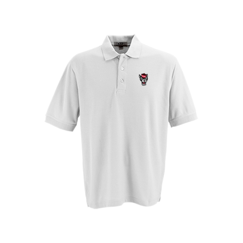 NC State Wolfpack White Wolfhead Soft-Blend Pique Polo