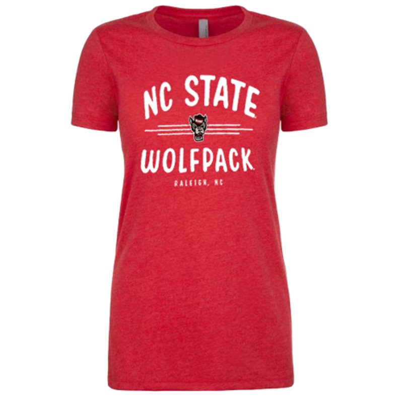 NC State Wolfpack Women’s Heather Red Wolfhead In Lines T-Shirt