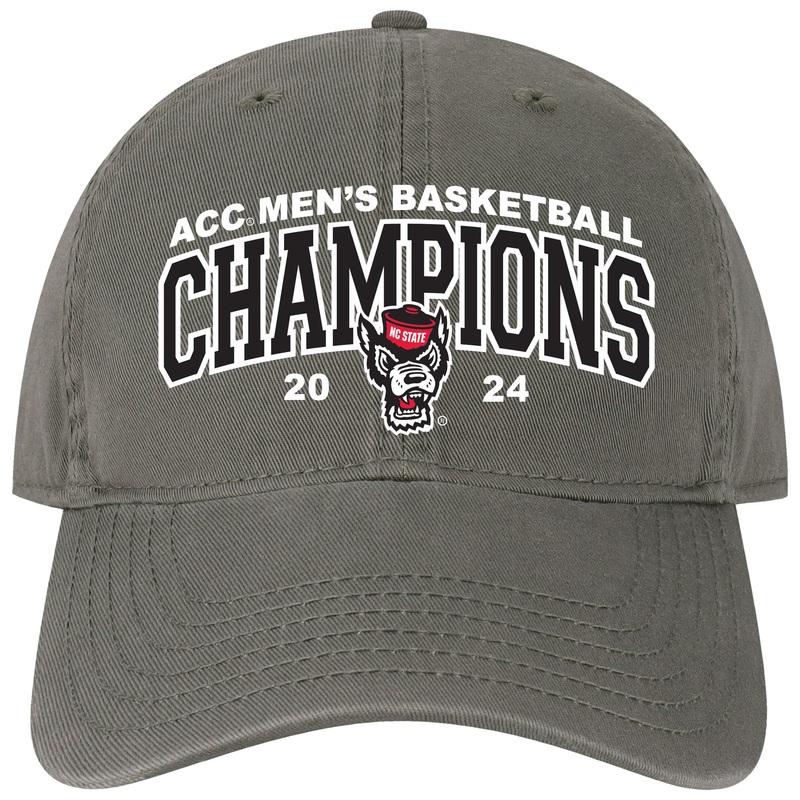 NC State Wolfpack 2024 ACC Men’s Basketball Champions Charcoal Relaxed Fit Adjustable Hat
