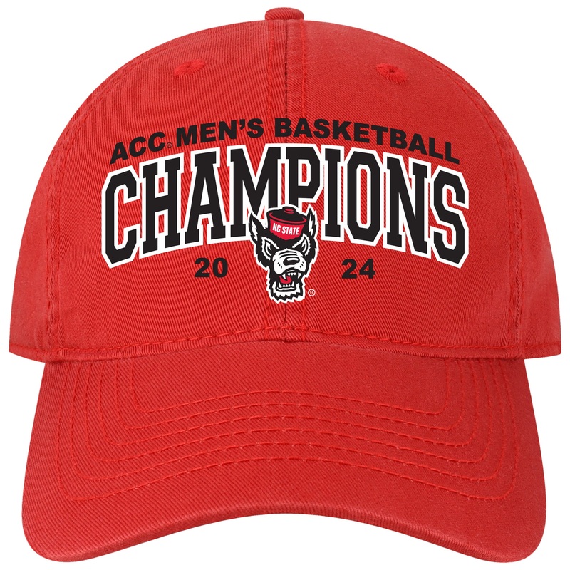 NC State Wolfpack 2024 ACC Men’s Basketball Champions Red Relaxed Fit Adjustable Hat