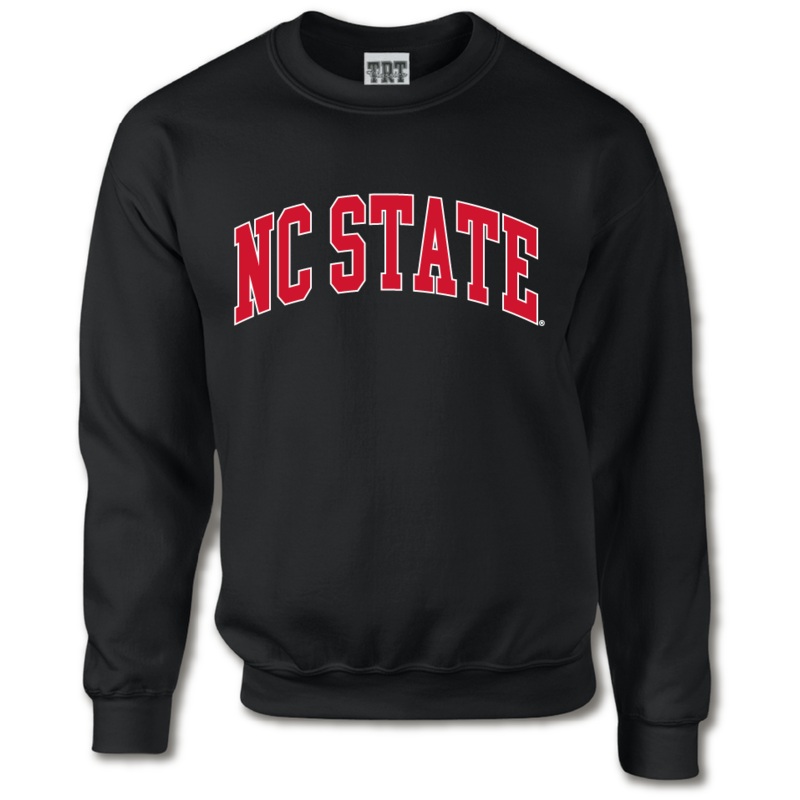 NC State Wolfpack Black Arched Heat Sealed NC State Crewneck Sweatshirt