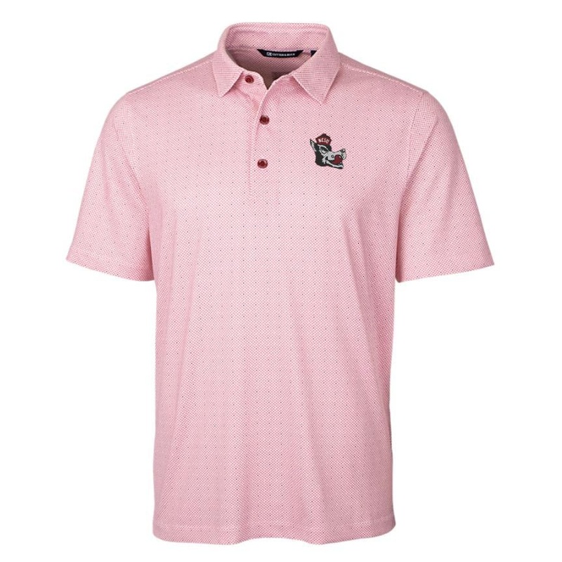 NC State Wolfpack Cutter & Buck Slobbering Wolf Pike Double Dot Polo