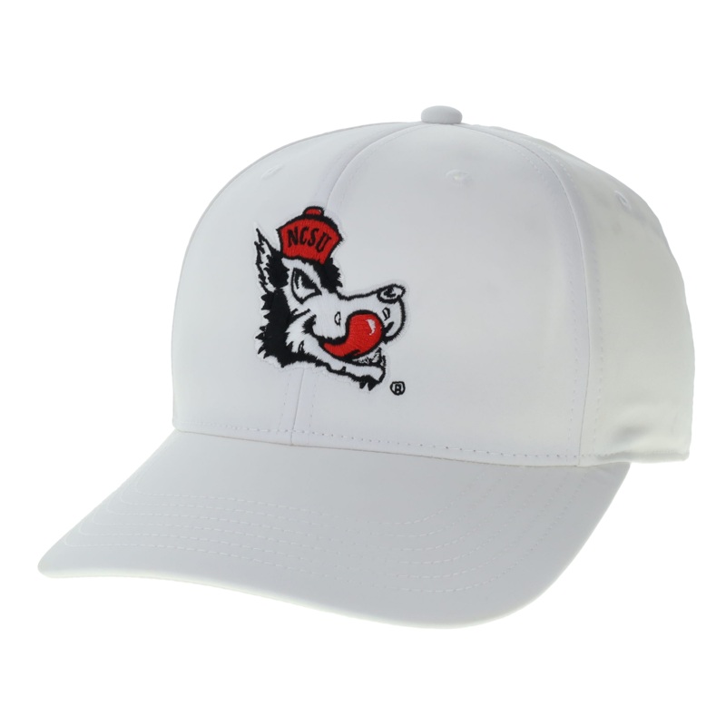 NC State Wolfpack Legacy White Slobbering Wolf Back 9 Stretch Fit Hat