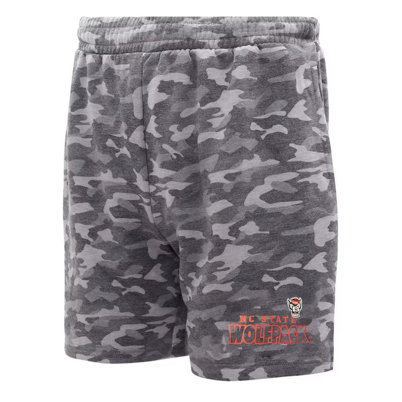NC State Wolfpack Men’s Charcoal Camo Biscayne Fleece Shorts