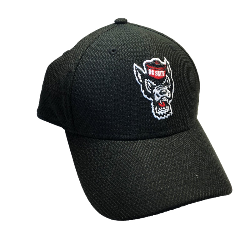 NC State Wolfpack New Era 39Thirty Black Wolfhead Mesh Fitted Hat
