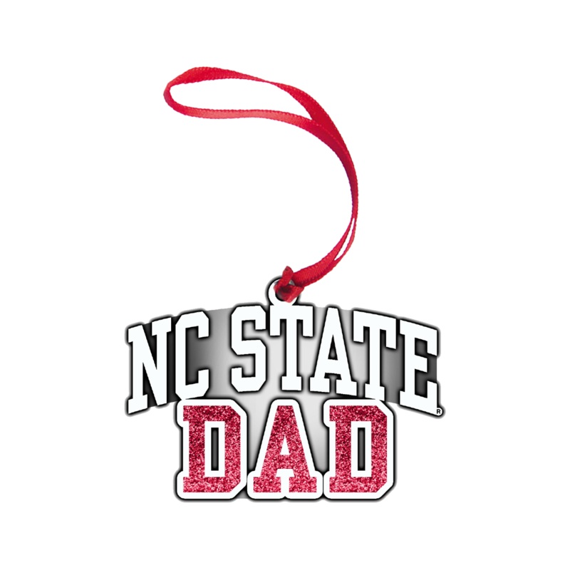 NC State Wolfpack Pewter Red Dad Glitter Fill Ornament