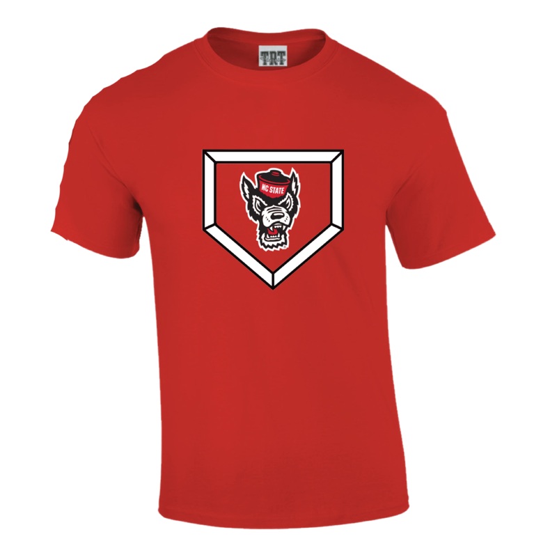 NC State Wolfpack Red Wolfhead Homeplate Short Sleeve T-Shirt