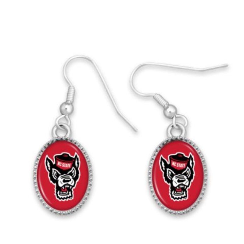 NC State Wolfpack Red Wolfhead Kennedy Earrings