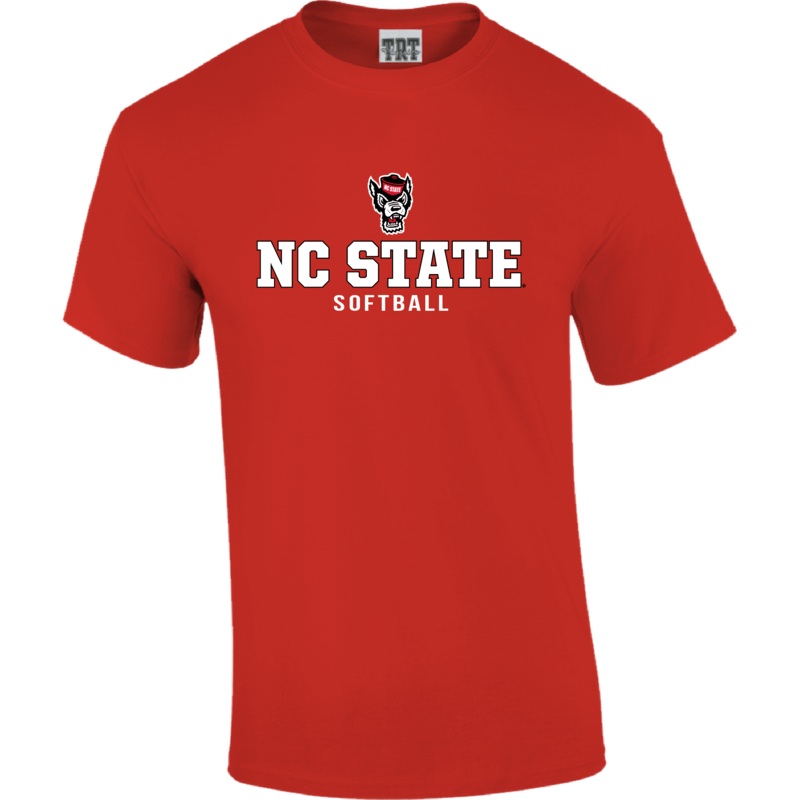 NC State Wolfpack Red Wolfhead Softball T-Shirt
