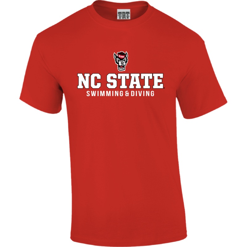NC State Wolfpack Red Wolfhead Swimming & Diving T-Shirt