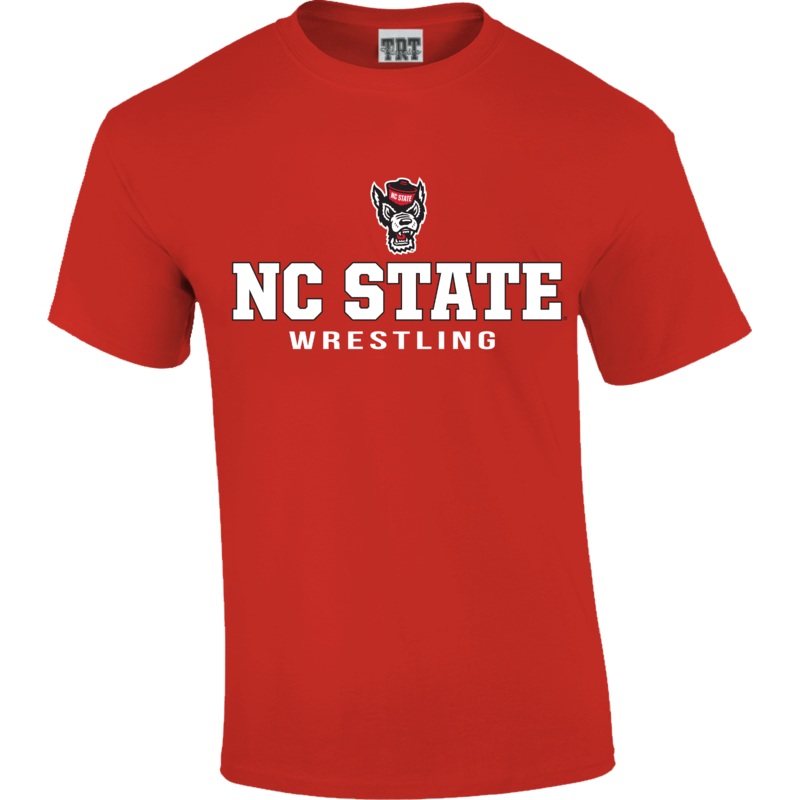 NC State Wolfpack Red Wolfhead Wrestling T-Shirt