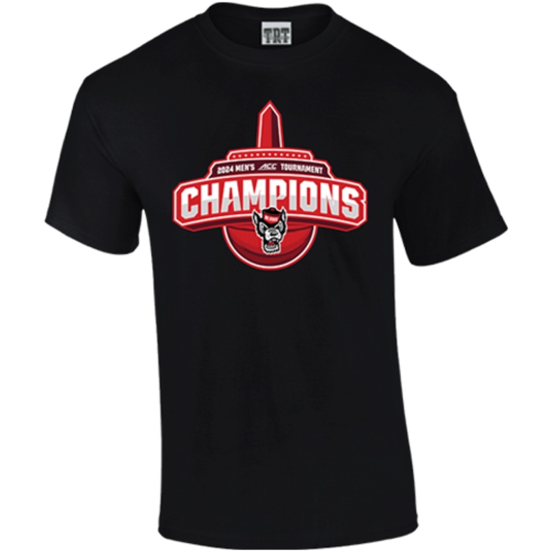 NC State Wolfpack TRT ACC Basketball 2024 Champions Black T-Shirt