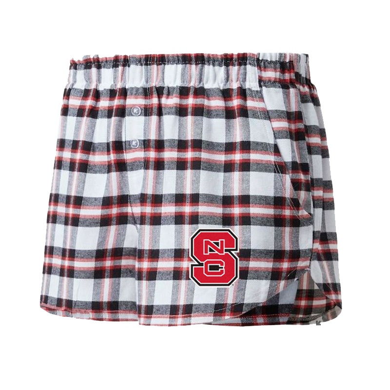 NC State Wolfpack Women’s Black/Red Block S Sienna Flannel Shorts