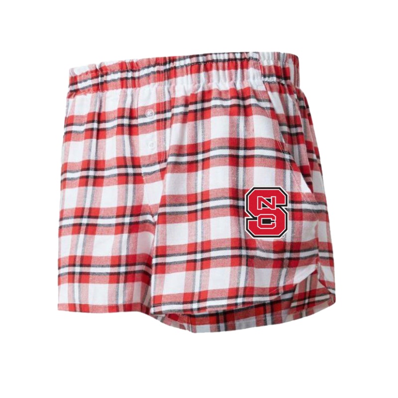 NC State Wolfpack Women’s Red/White Block S Sienna Flannel Shorts