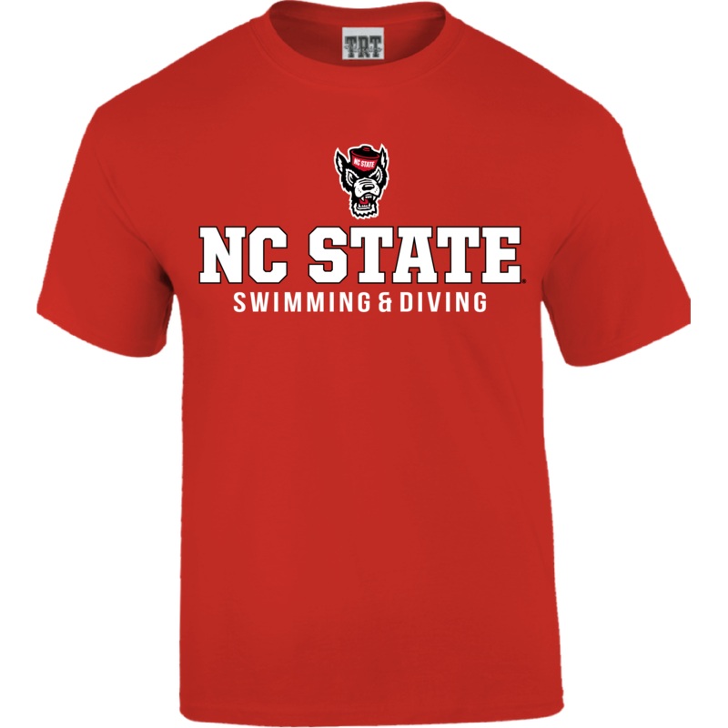 NC State Wolfpack Youth Red Wolfhead Swimming & Diving T-Shirt