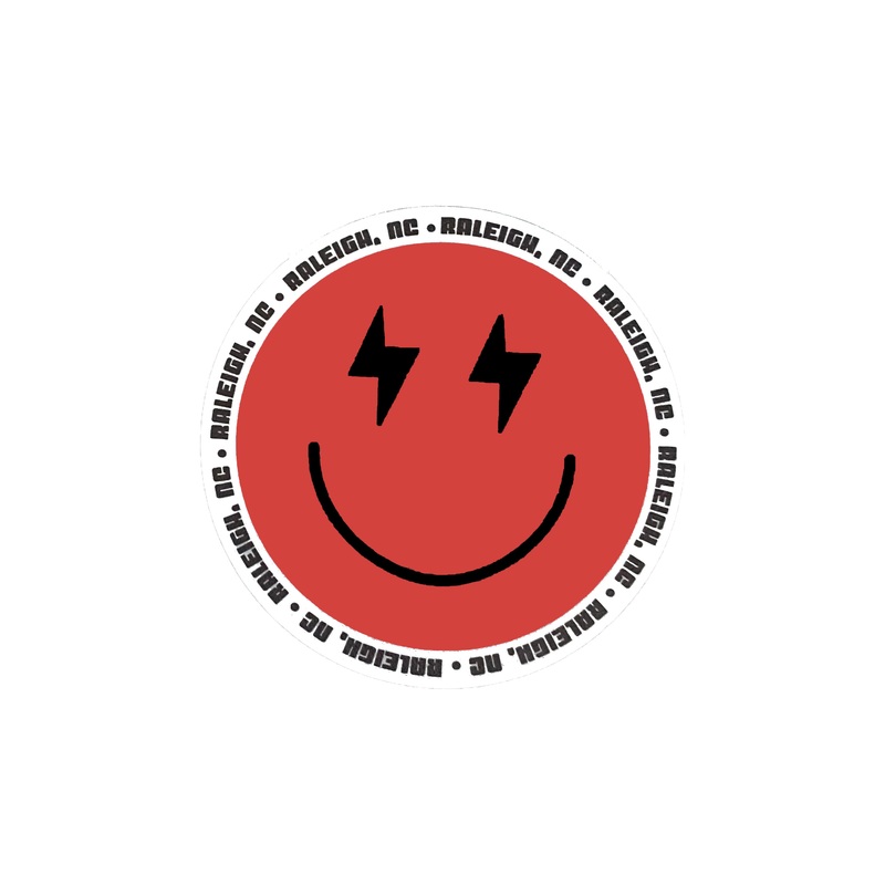 3.5 Raleigh Lightning Smiley Face Rugged Sticker