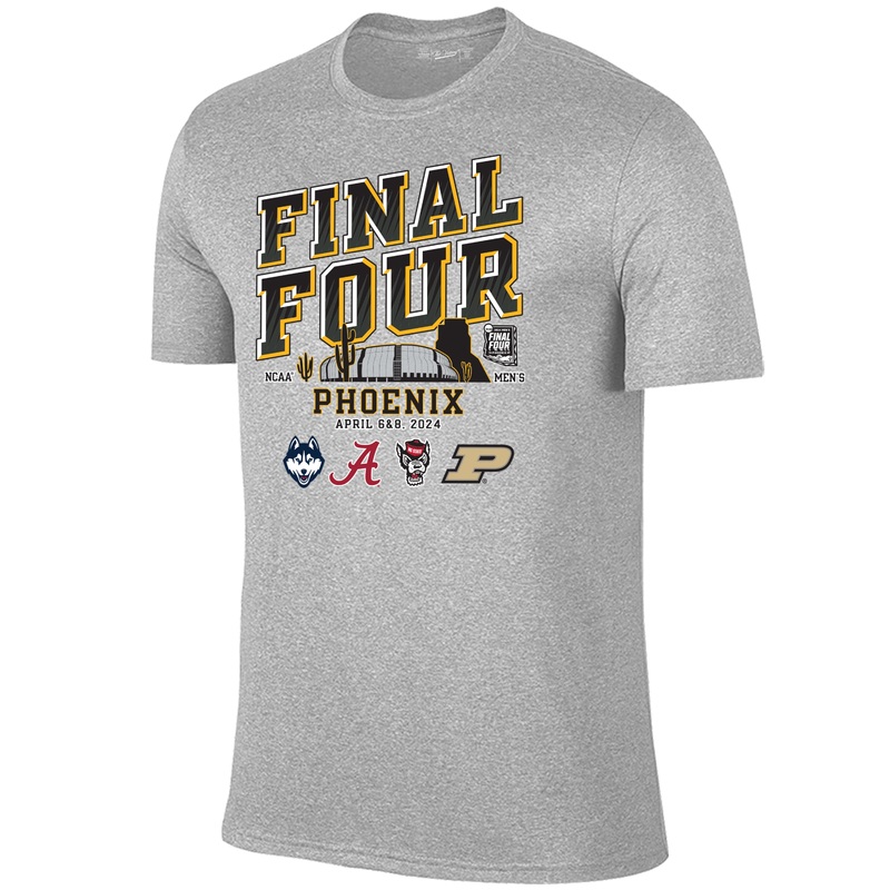 NC State Wolfpack 2024 Men’s Basketball Final Four Teams Heather Grey T-Shirt